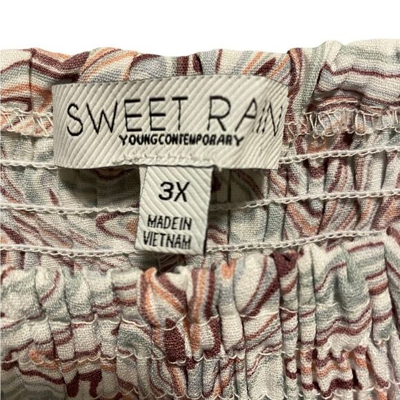 Sweet Rain Swirl Blouse Women’s Plus Size 3X Smocked Puff Short Sleeve Gorgeous - Picture 6 of 8